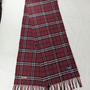 Burberry Check Cashmere Scarf Maroon | Unisex | Premium Feel | Clean Used